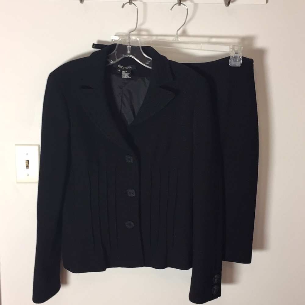 Etcetera Black Wool Skirt Suit